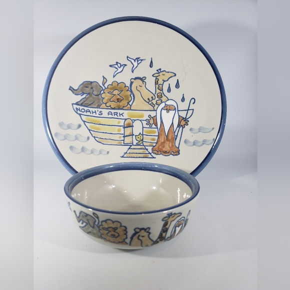 Louisville Pottery Noah's Ark Bowl and Plate - Picture 1 of 10